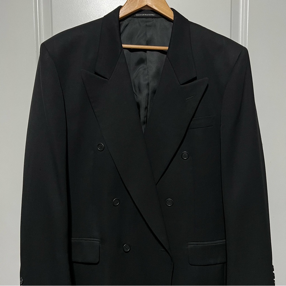 Pierre Balmain Men’s Vintage Double Breasted Suit Coat in Black - Picture 4 of 16